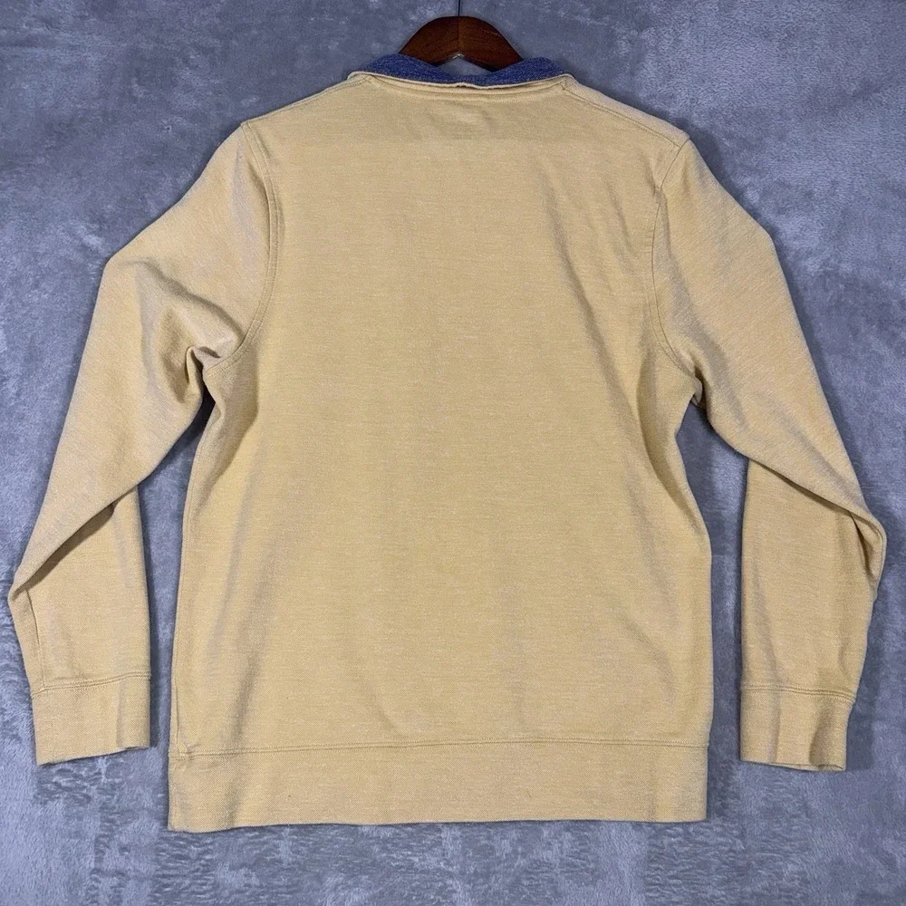 L.L. BEAN Mens 1/4 Zip Pullover High Neck Sweatshirt Yellow Logo Size Medium
